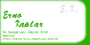 erno kaplar business card